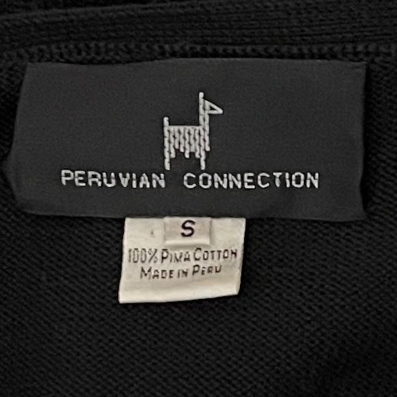 Peruvian Connection Small Black Long Sleeve V Neck Dress - Picture 4 of 5